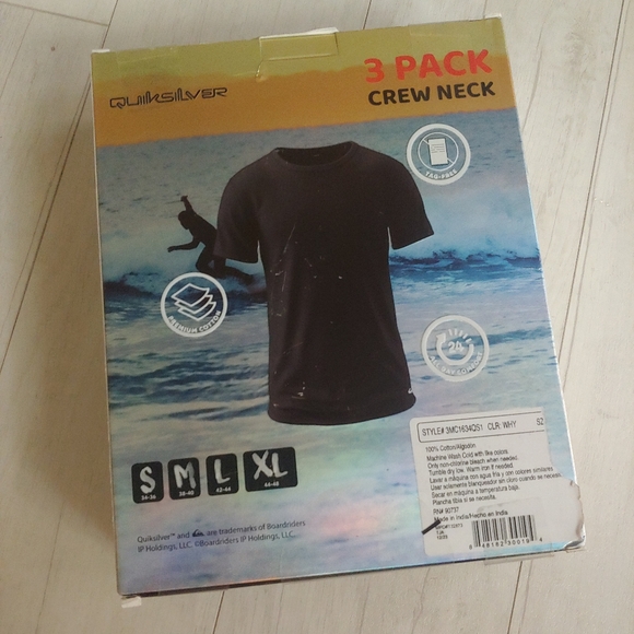 QUIKSILVER NEW 3-pack Premium Cotton Crewneck T-shirts - Picture 11 of 13